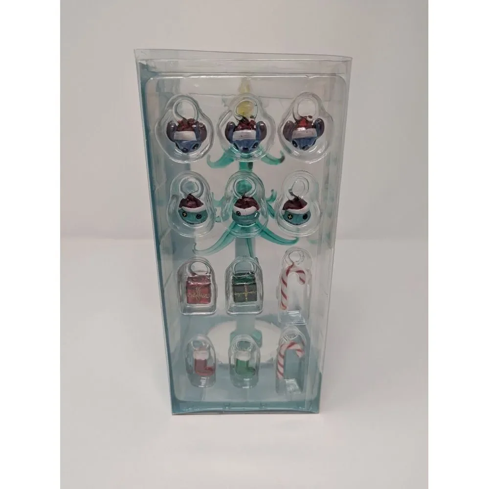 Disney Lilo Stitch Glass Table Top Christmas Tree 13pc Ornaments NEW IN BOX 2024